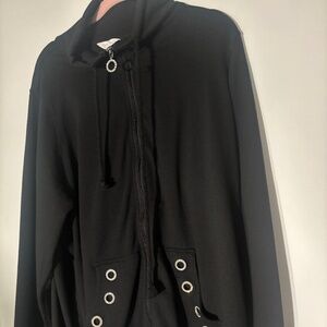 GORGEOUS Plus Size Black Knit Zip Cardigan Jacket with embellishments 2X